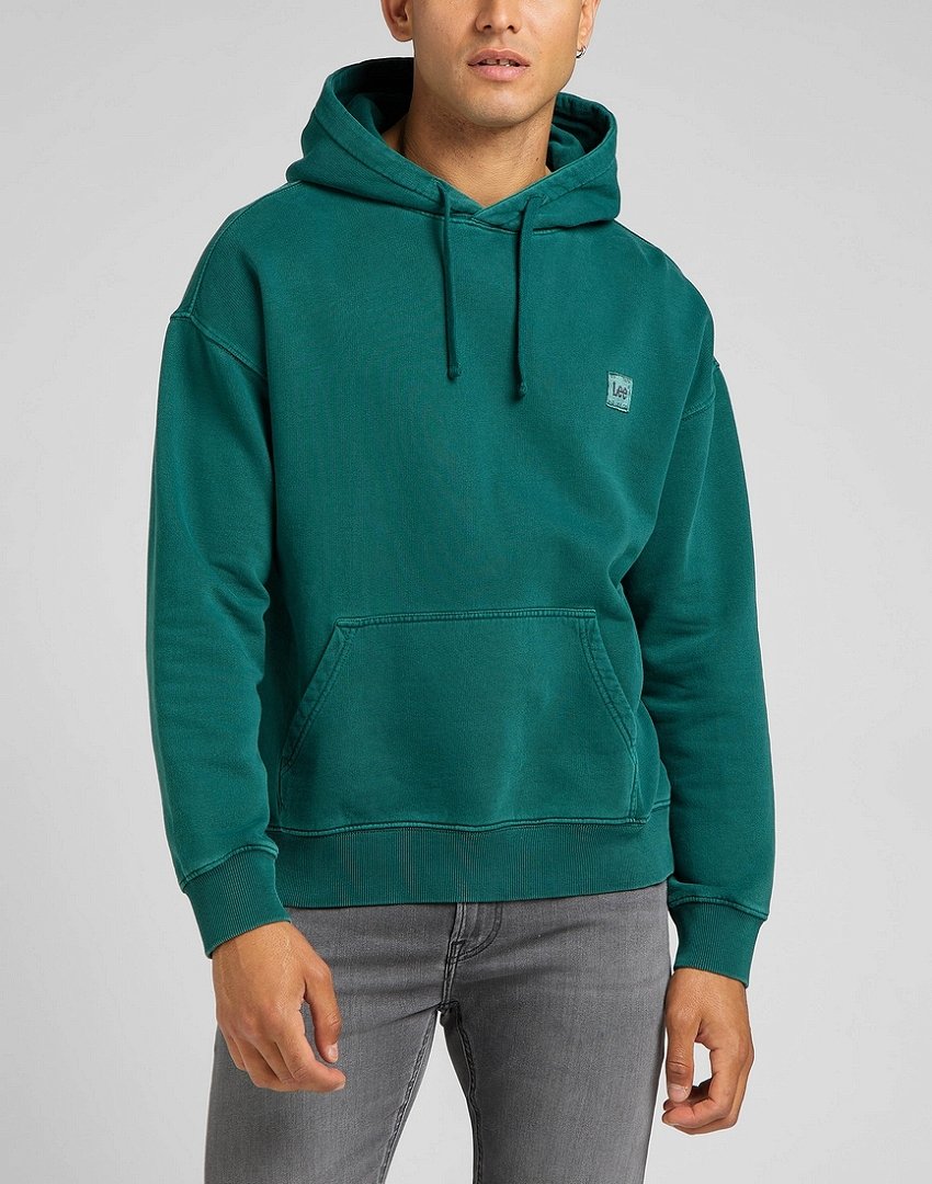 LEE CORE LOOSE HOODIE MĘSKA BLUZA KLASYCZNA LOGO KAPTUR ESMERALDA L84WTJ96