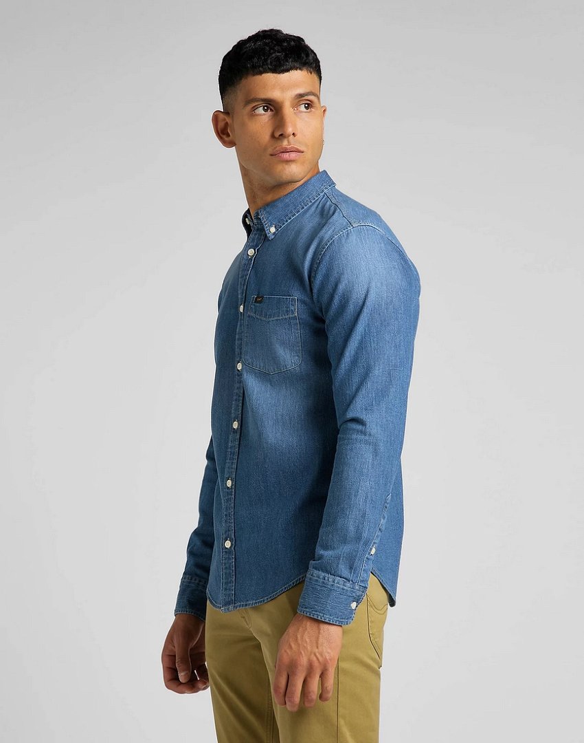 LEE BUTTON DOWN MĘSKA KOSZULA JEANSOWA TIDE BLUE L880CUQK