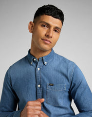 LEE BUTTON DOWN MĘSKA KOSZULA JEANSOWA TIDE BLUE L880CUQK