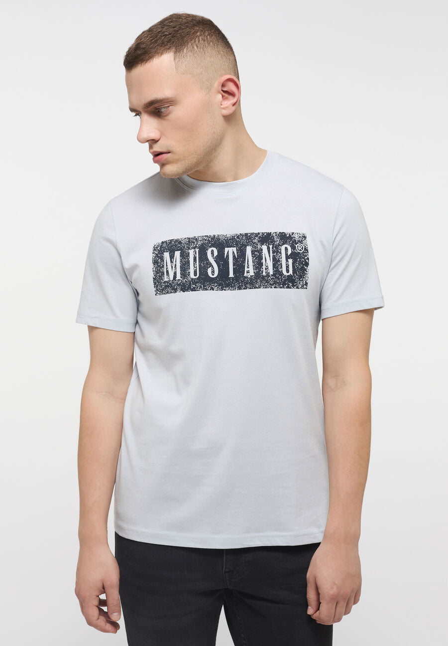 MUSTANG ALEX C PRINT MĘSKI T-SHIRT KOSZULKA LOGO NADRUK GRAY DAWN 1013520 4017