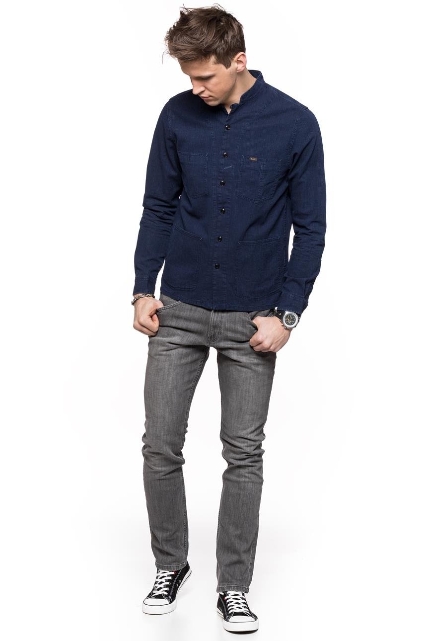 LEE COLLARLESS OVERSHIRT BLUE