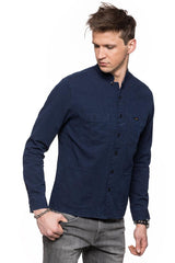 LEE COLLARLESS OVERSHIRT BLUE