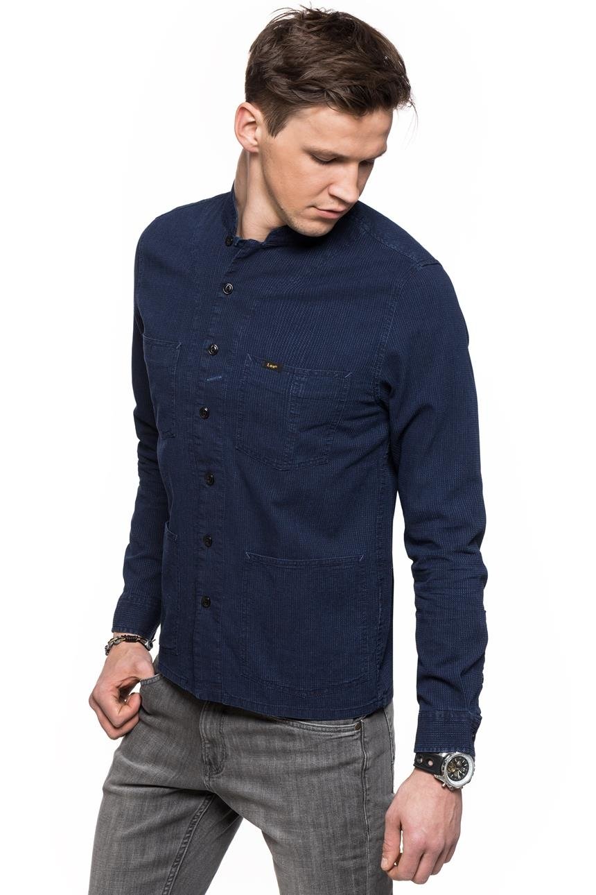 LEE COLLARLESS OVERSHIRT BLUE