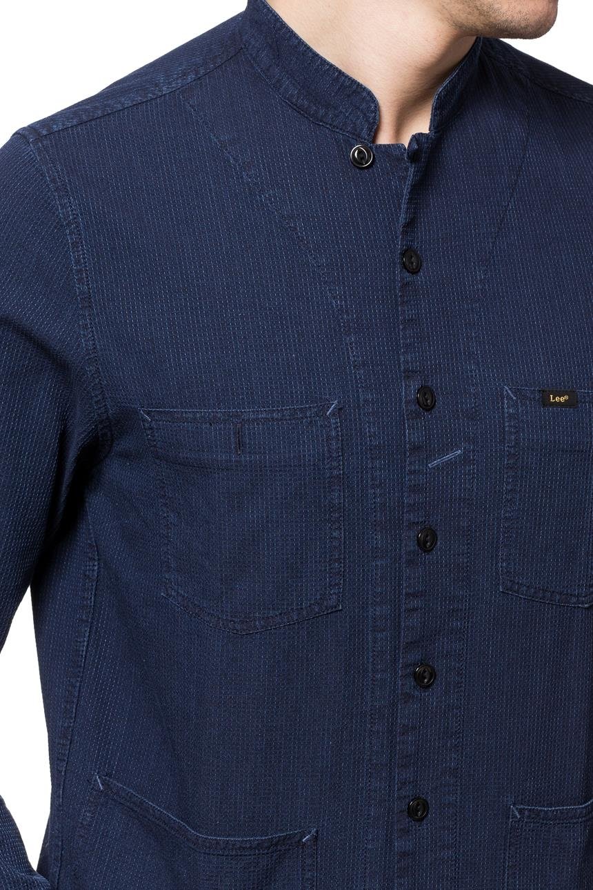 LEE COLLARLESS OVERSHIRT BLUE