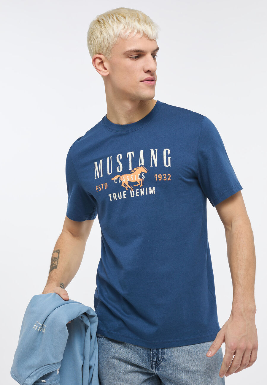 MUSTANG ALEX C PRINT MĘSKI T-SHIRT KOSZULKA LOGO NADRUK INSIGNIA BLIE 1013807 5230