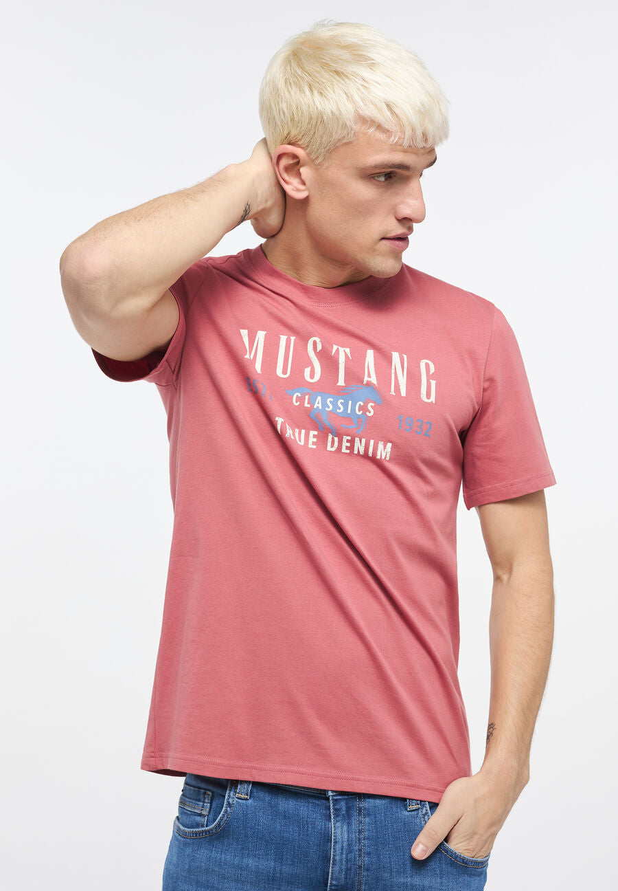 MUSTANG ALEX C PRINT MĘSKI T-SHIRT KOSZULKA LOGO NADRUK DUSTY CEDAR 1013807 8268