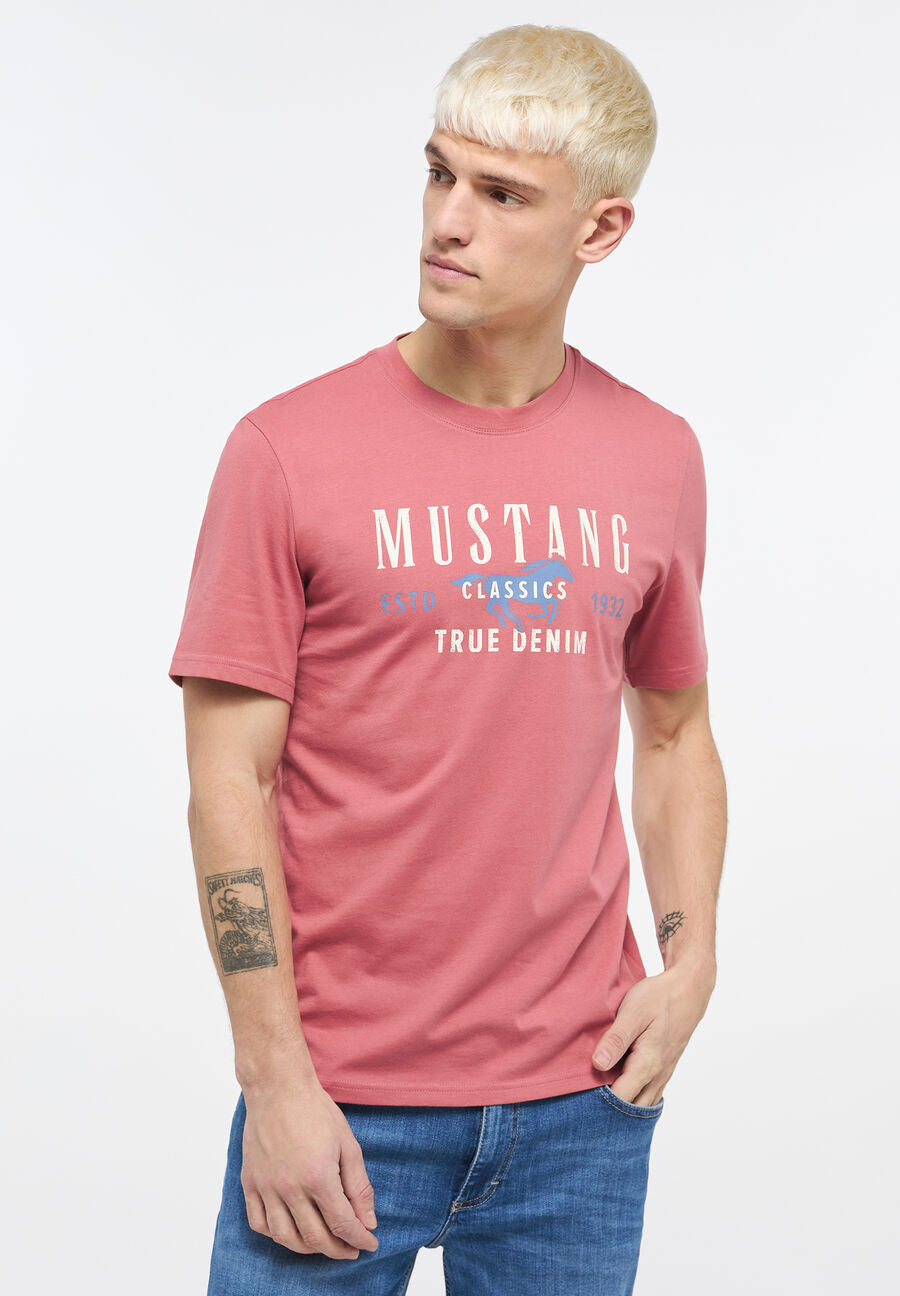 MUSTANG ALEX C PRINT MĘSKI T-SHIRT KOSZULKA LOGO NADRUK DUSTY CEDAR 1013807 8268