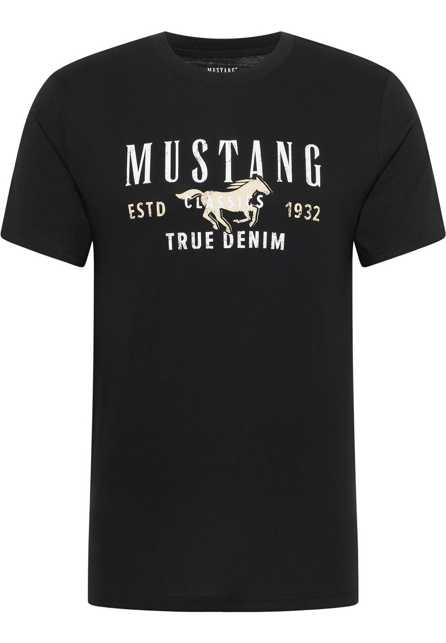 MUSTANG ALEX C PRINT MĘSKI T-SHIRT KOSZULKA LOGO NADRUK BLACK 1013807 4142