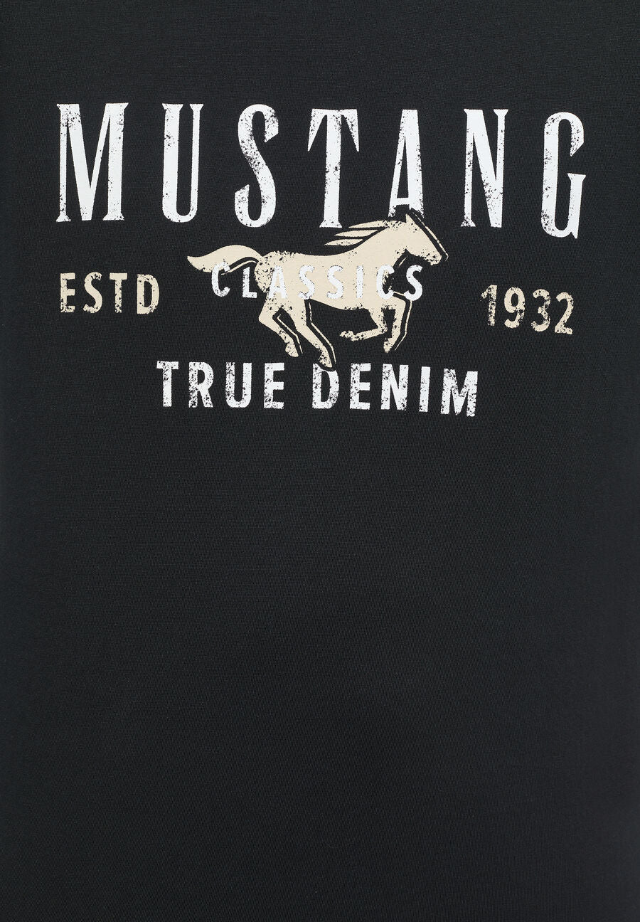 MUSTANG ALEX C PRINT MĘSKI T-SHIRT KOSZULKA LOGO NADRUK BLACK 1013807 4142