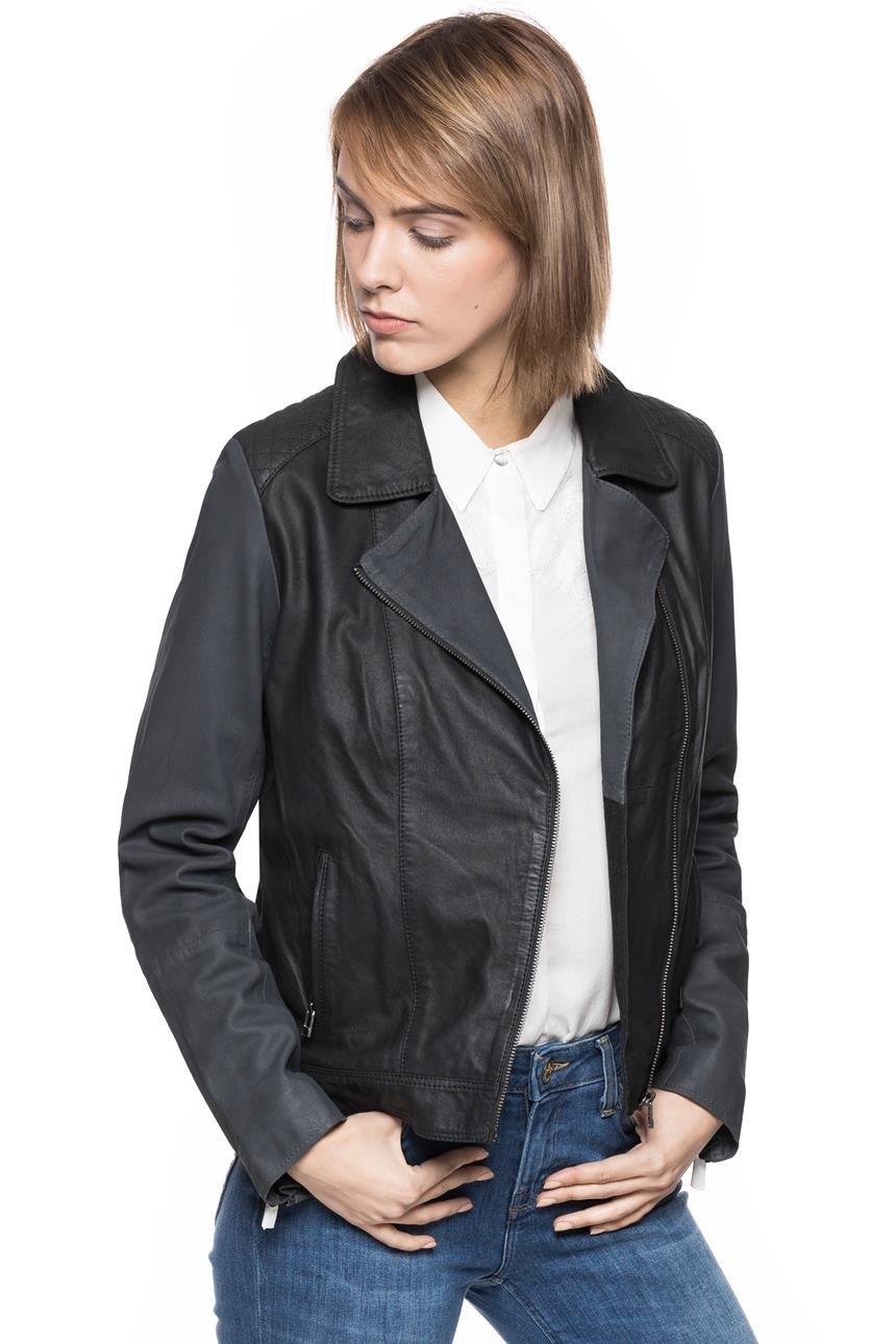 DAMSKA KURTKA SKÓRZANE WRANGLER DAISY LEATHER JACKET BLACK W4070ZA01