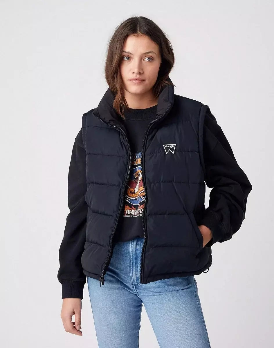 WRANGLER SHORT PUFFER DAMSKA KURTKA PRZEJŚCIOWA BLACK W4R9YJ100