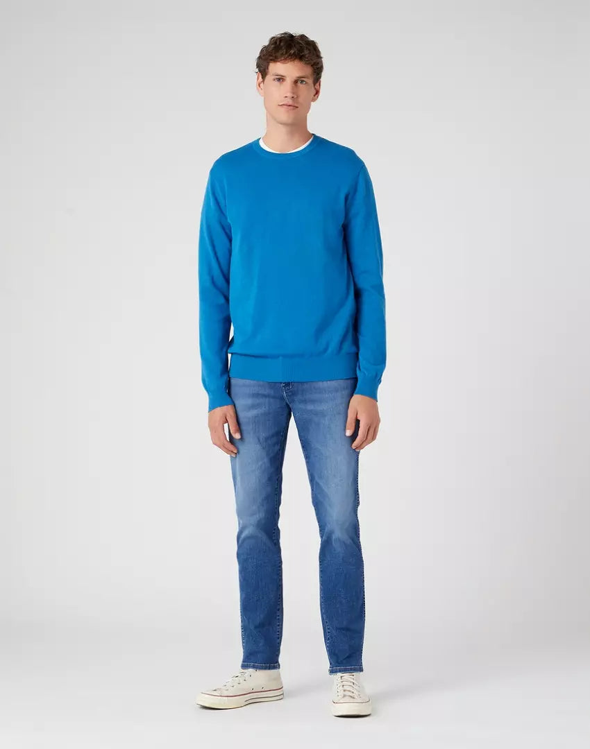 WRANGLER CREWNECK KNIT MĘSKI SWETER KLASYCZNY DEEP WATER W8A0QJ69F