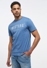 MUSTANG ALEX C PRINT MĘSKI T-SHIRT KOSZULKA LOGO NADRUK MOONLIGHT BLUE 1013802 5169