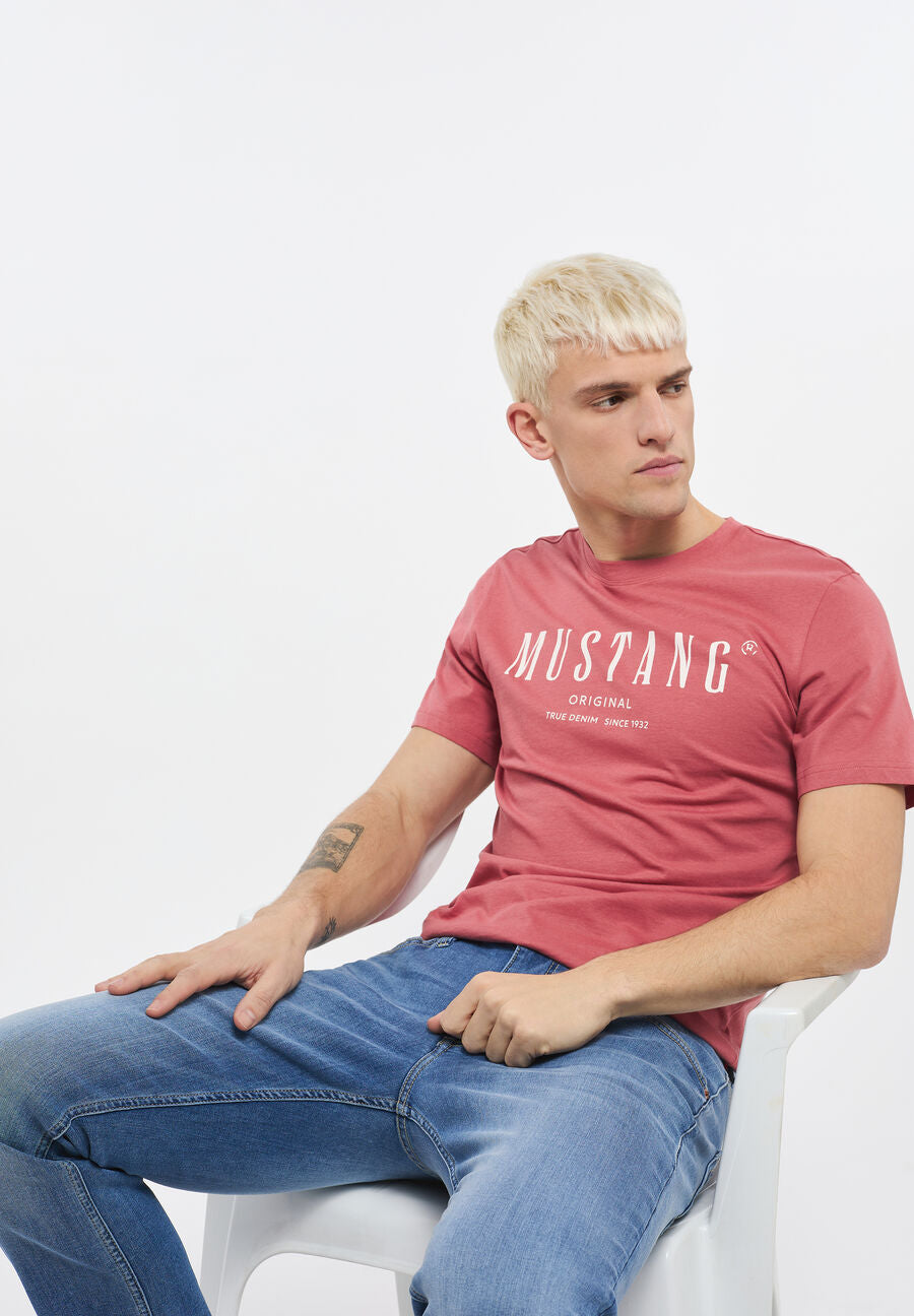 MUSTANG ALEX C PRINT MĘSKI T-SHIRT KOSZULKA LOGO NADRUK DUSTY CEDAR 1013802 8268