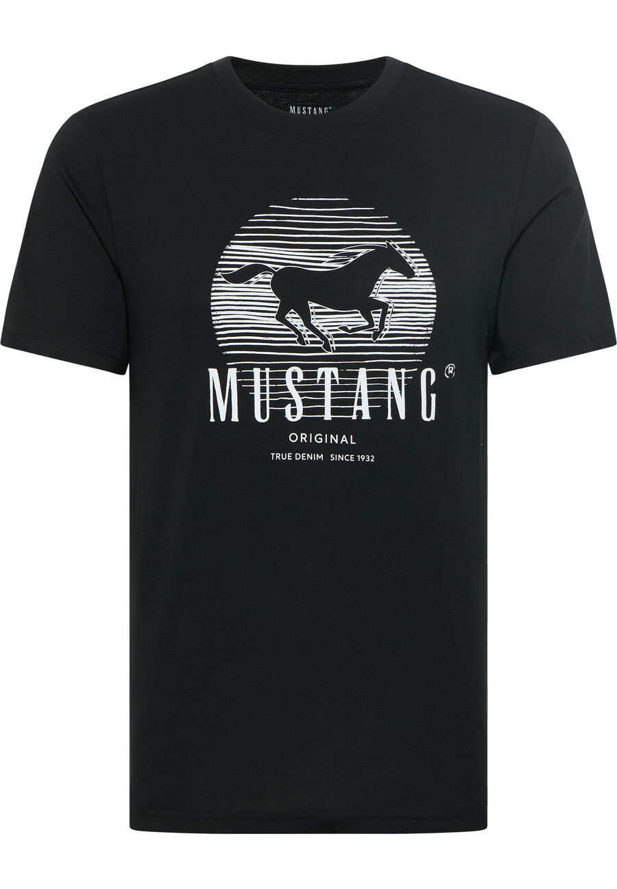 MUSTANG ALEX C PRINT MĘSKI T-SHIRT KOSUZLKA LOGO NADRUK BLACK 1013803 4142