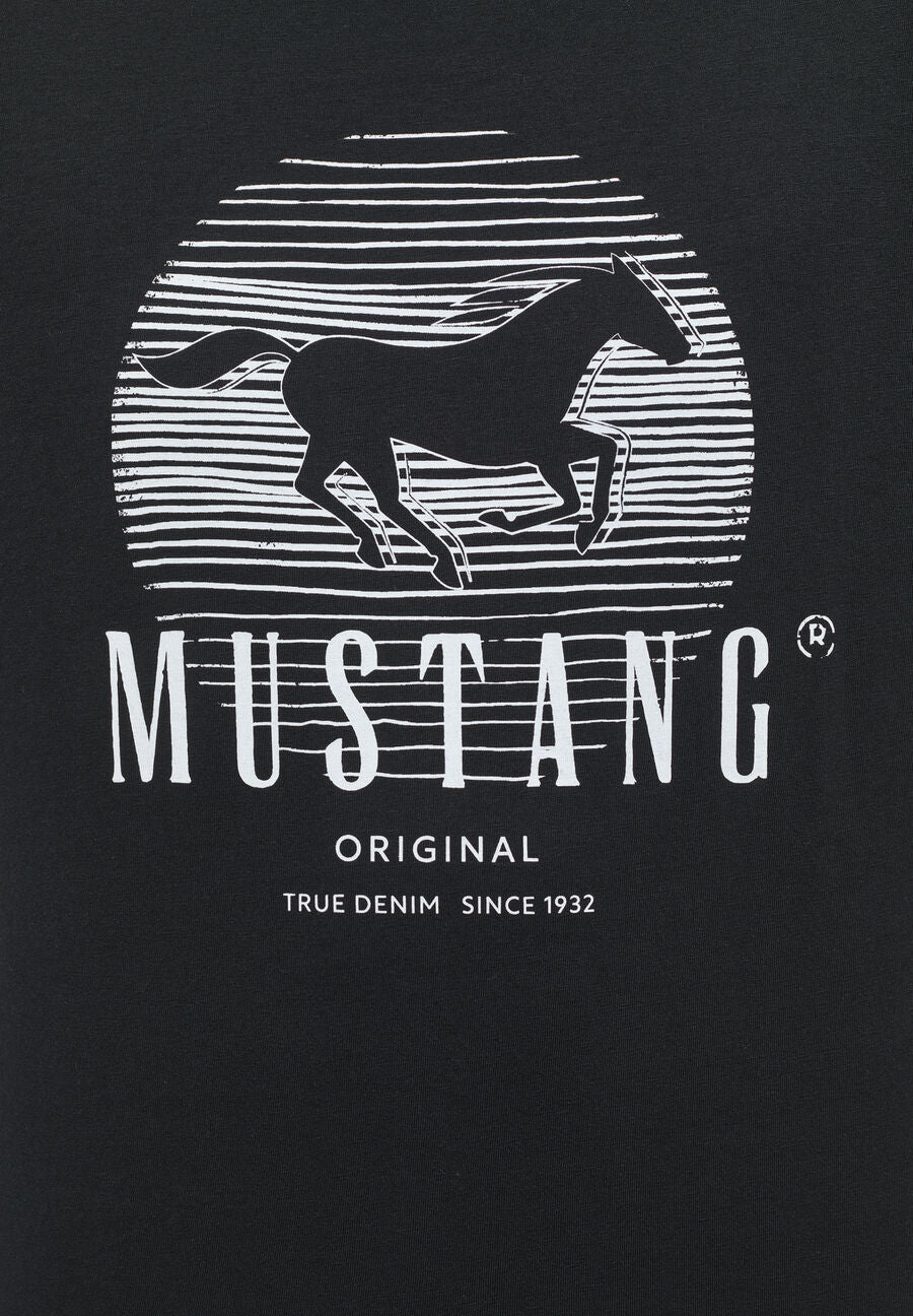 MUSTANG ALEX C PRINT MĘSKI T-SHIRT KOSUZLKA LOGO NADRUK BLACK 1013803 4142