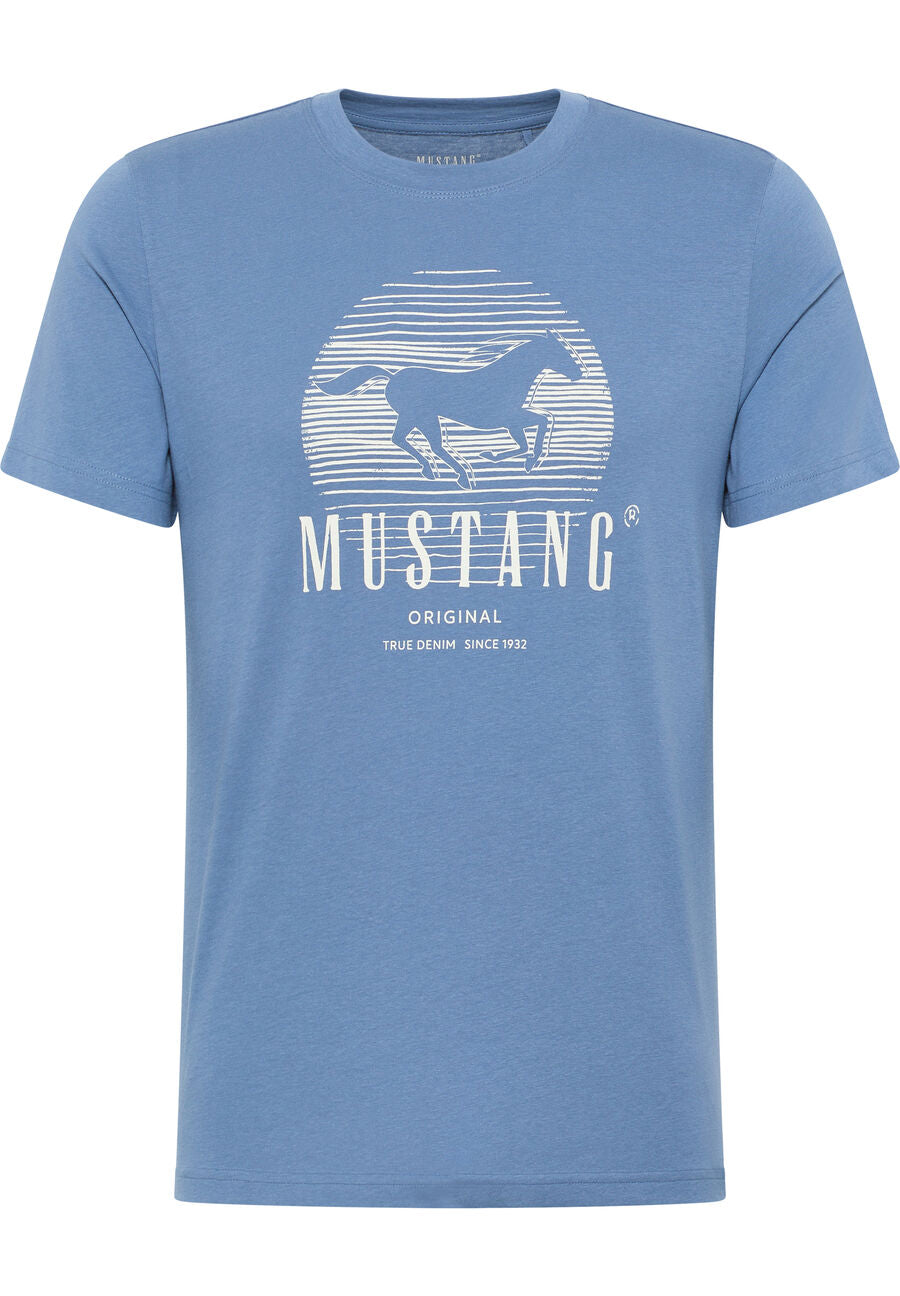 MUSTANG ALEX C PRINT MĘSKI T-SHIRT KOSZULKA LOGO NADRUK MOONLIGHT BLUE 1013803 5169