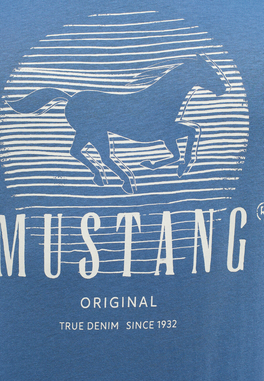 MUSTANG ALEX C PRINT MĘSKI T-SHIRT KOSZULKA LOGO NADRUK MOONLIGHT BLUE 1013803 5169