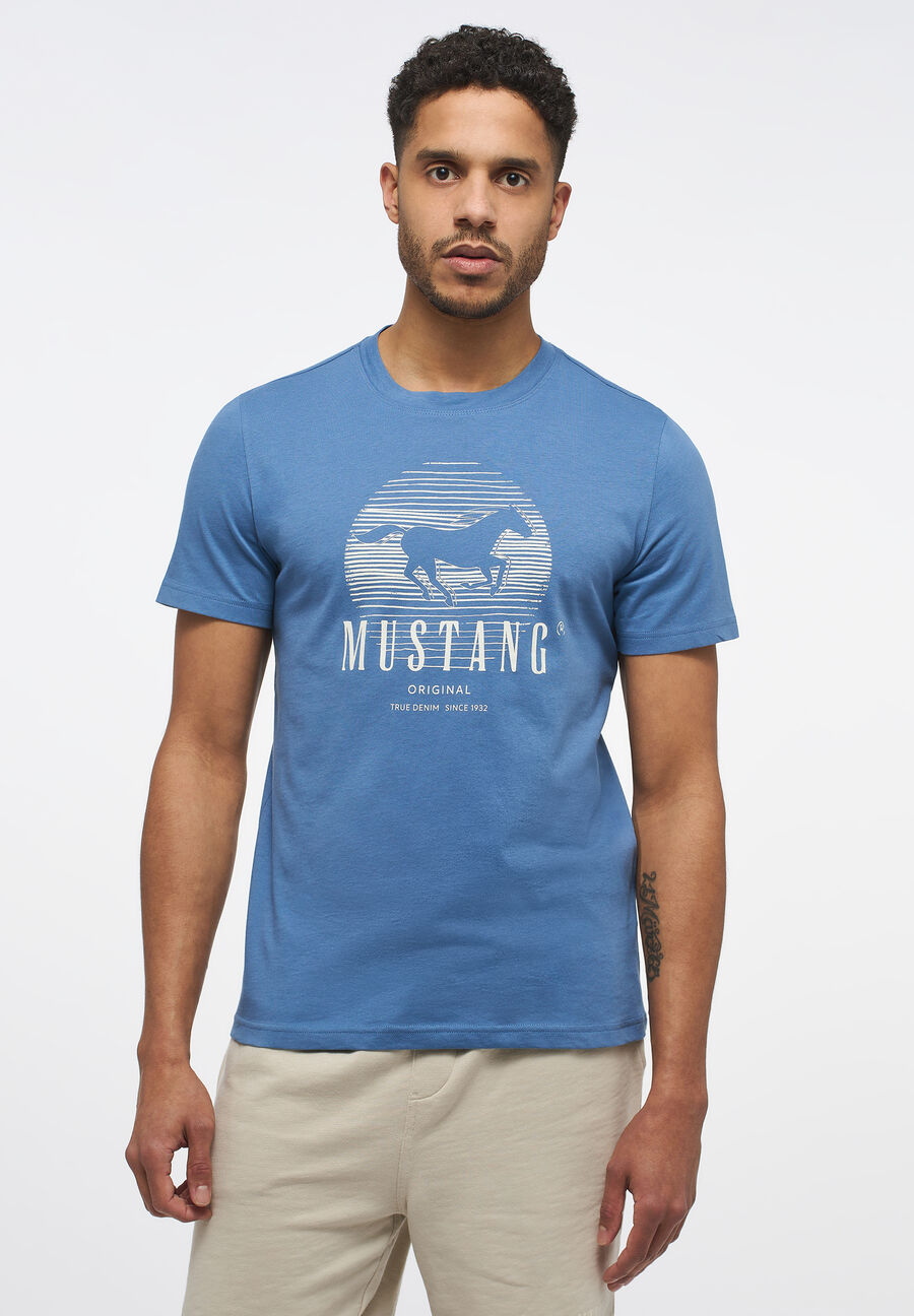 MUSTANG ALEX C PRINT MĘSKI T-SHIRT KOSZULKA LOGO NADRUK MOONLIGHT BLUE 1013803 5169