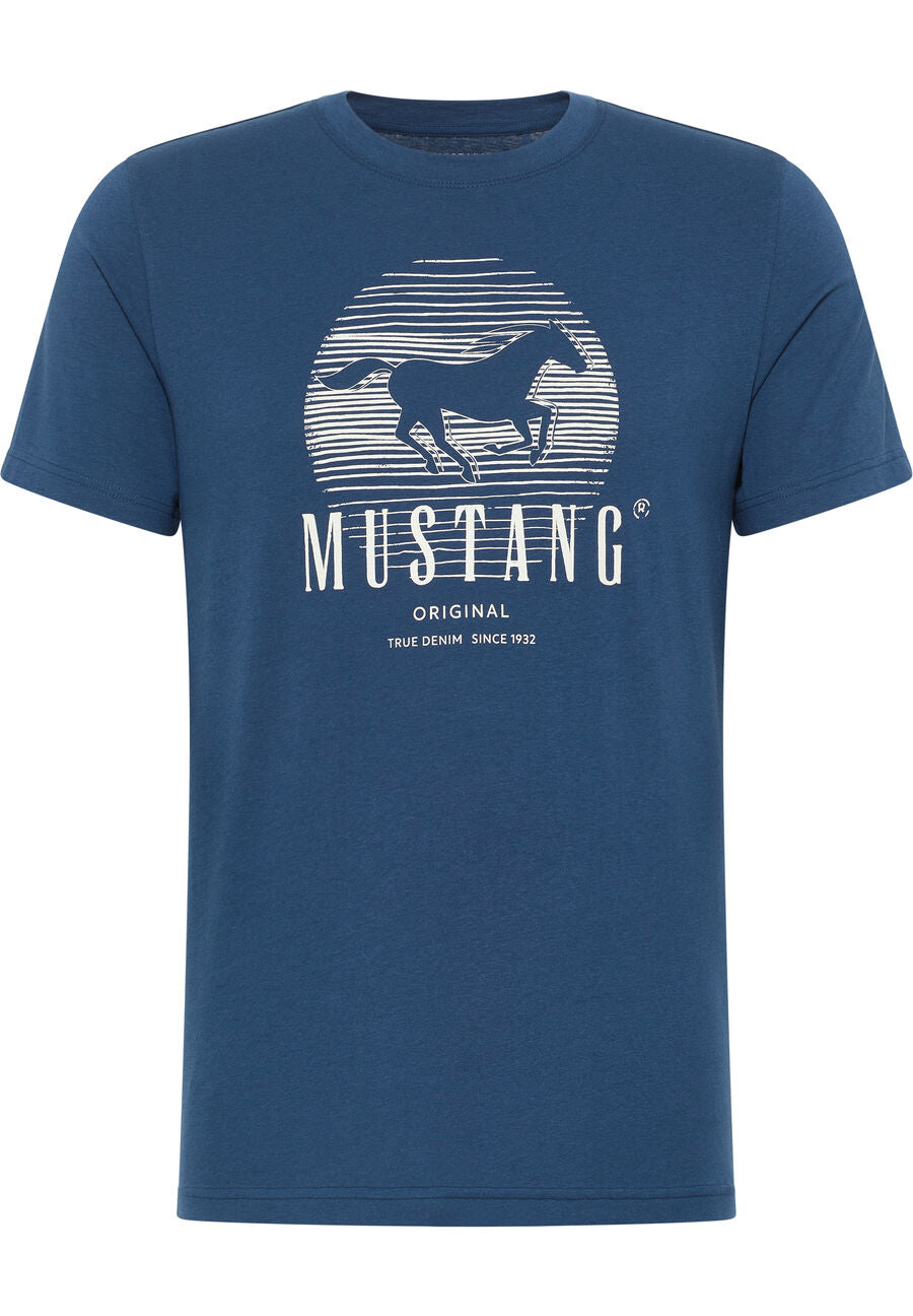 MUSTANG ALEX C PRINT MĘSKI T-SHIRT KOSZULKA LOGO NADRUK INSIGNIA BLUE 1013803 5230