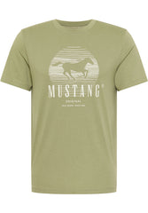 MUSTANG ALEX C PRINT MĘSKI T-SHIRT KOSZULKA LOGO NADRUK OIL GREEN 1013803 6273