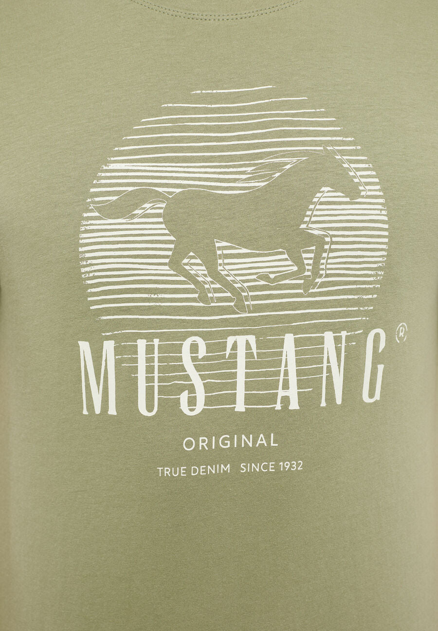 MUSTANG ALEX C PRINT MĘSKI T-SHIRT KOSZULKA LOGO NADRUK OIL GREEN 1013803 6273