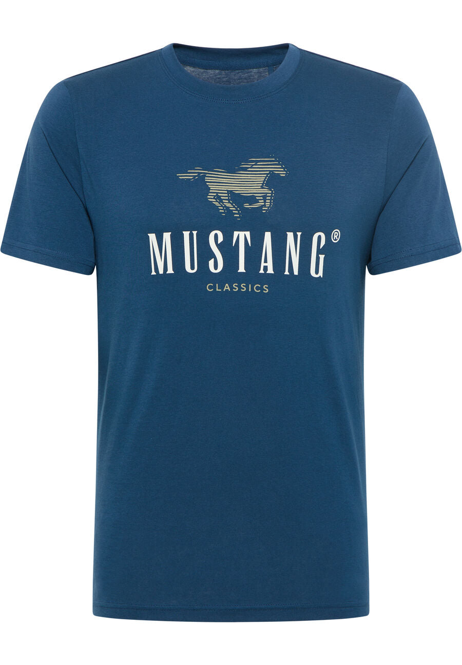 MUSTANG ALEX C PRINT MĘSKI T-SHIRT KOSZULKA LOGO INSIGNIA BLUE 1013808 5230