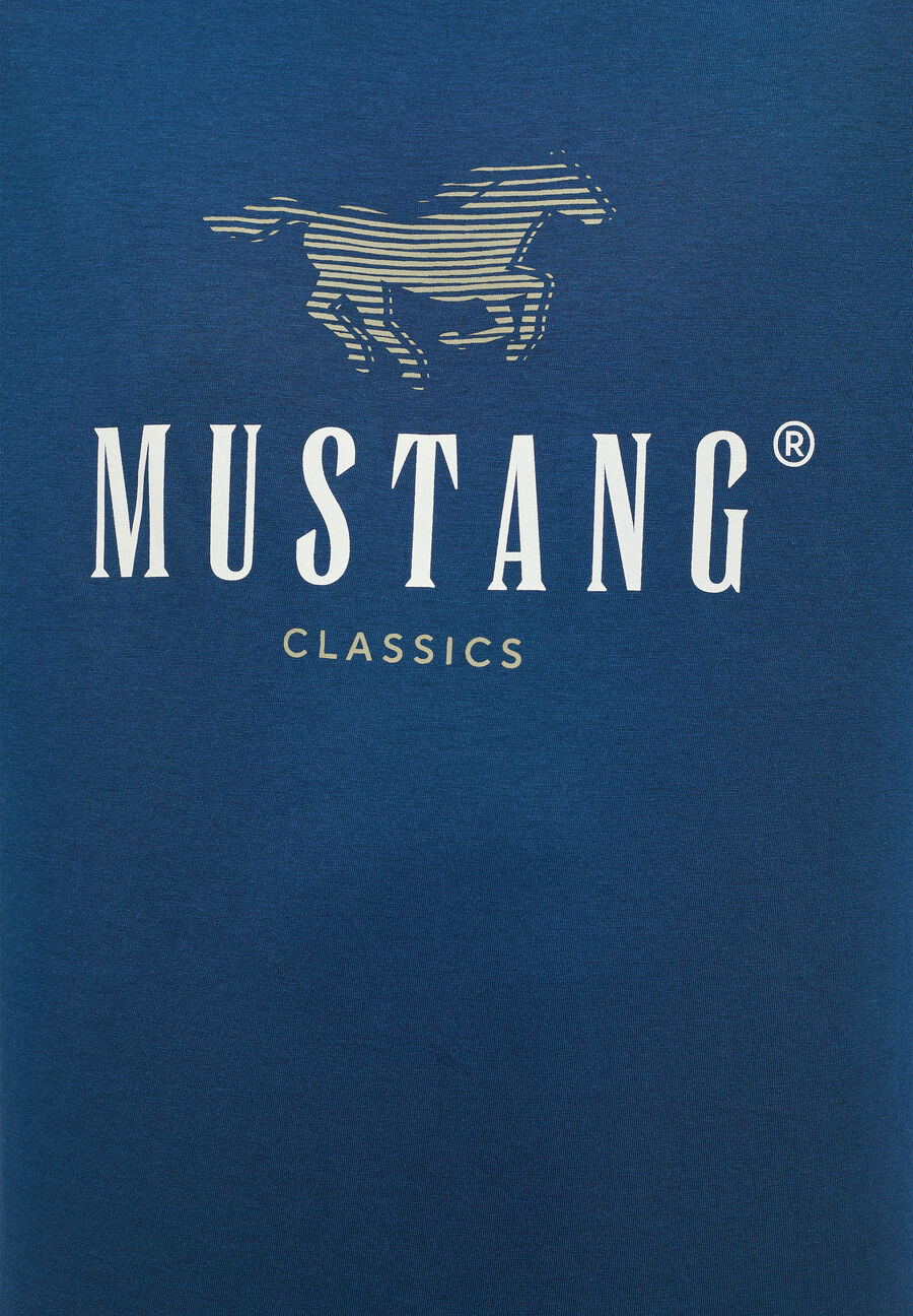 MUSTANG ALEX C PRINT MĘSKI T-SHIRT KOSZULKA LOGO INSIGNIA BLUE 1013808 5230