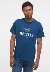 MUSTANG ALEX C PRINT MĘSKI T-SHIRT KOSZULKA LOGO INSIGNIA BLUE 1013808 5230