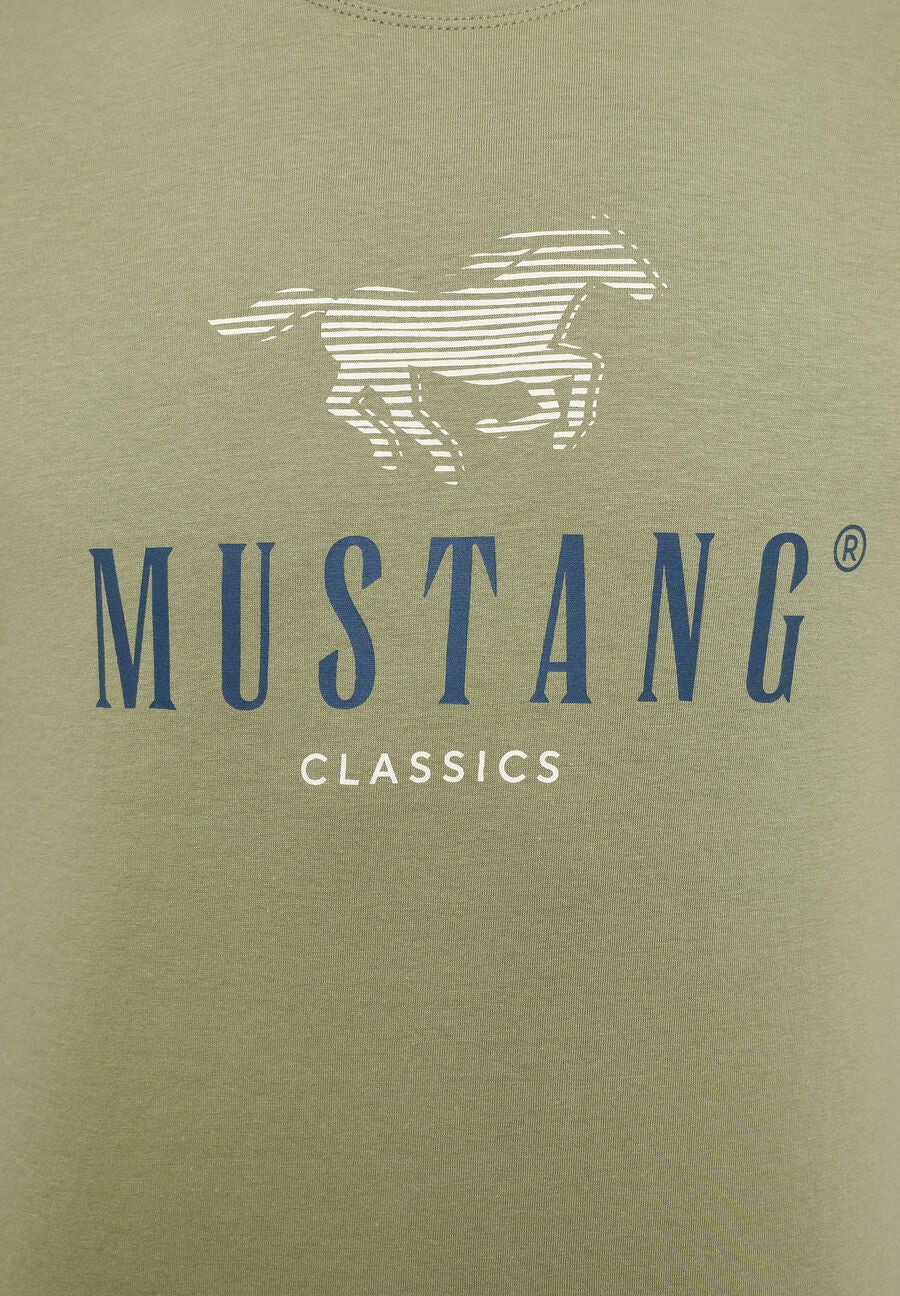 MUSTANG ALEX C PRINT MĘSKI T-SHIRT KOSZULKA LOGO NADRUK OIL GREEN 1013808 6273