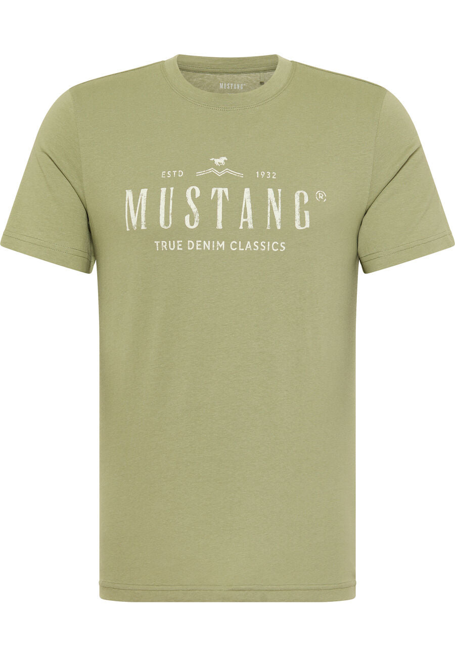 MUSTANG ALEX C MĘSKI T-SHIRT KOSZULKA NADRUK LOGO Print Oil Green 1013824 6273