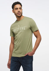 MUSTANG ALEX C MĘSKI T-SHIRT KOSZULKA NADRUK LOGO Print Oil Green 1013824 6273