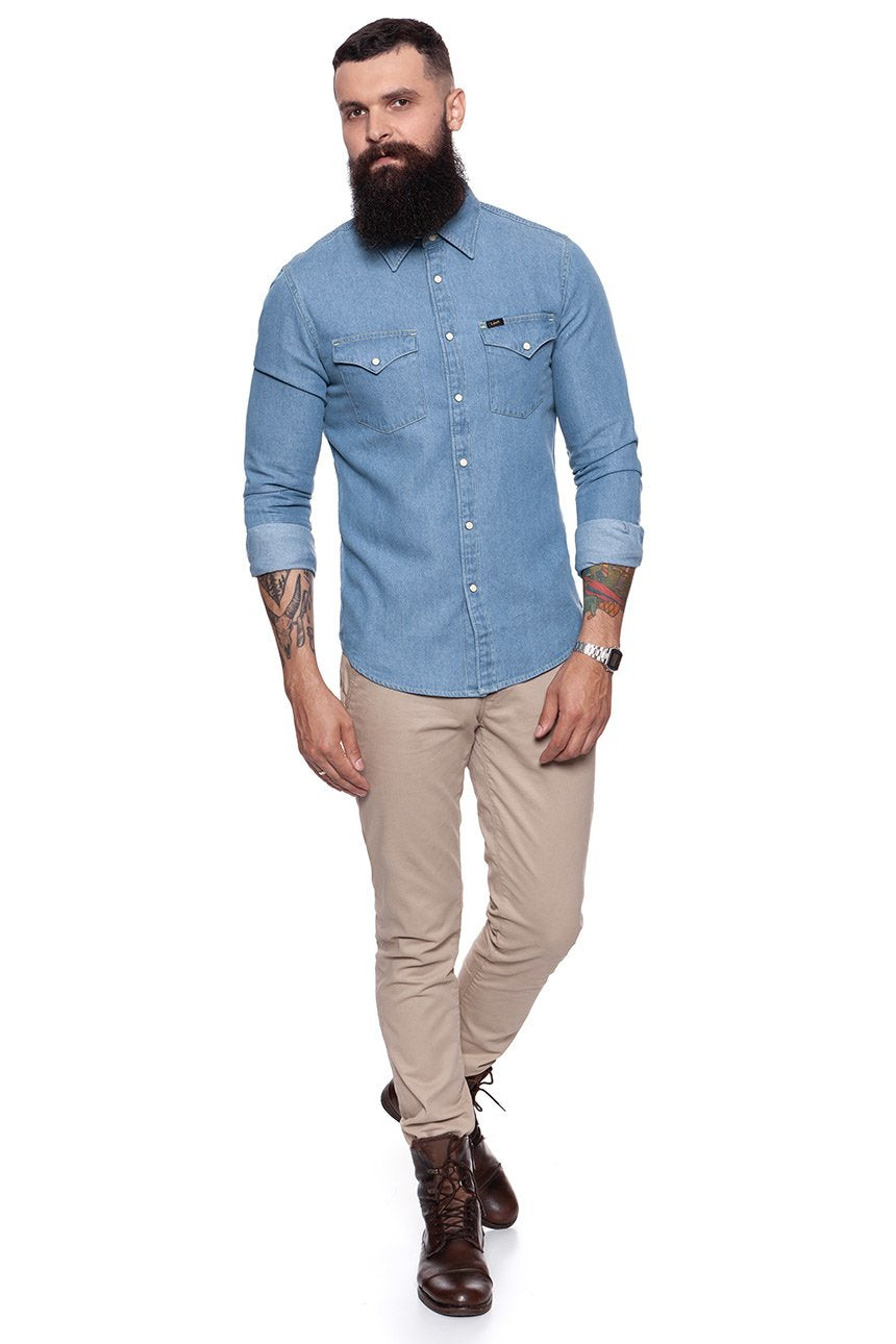 KOSZULA JEANSOWA MĘSKA LEE WESTERN SHIRT INDIGO BLUE L644MGEW