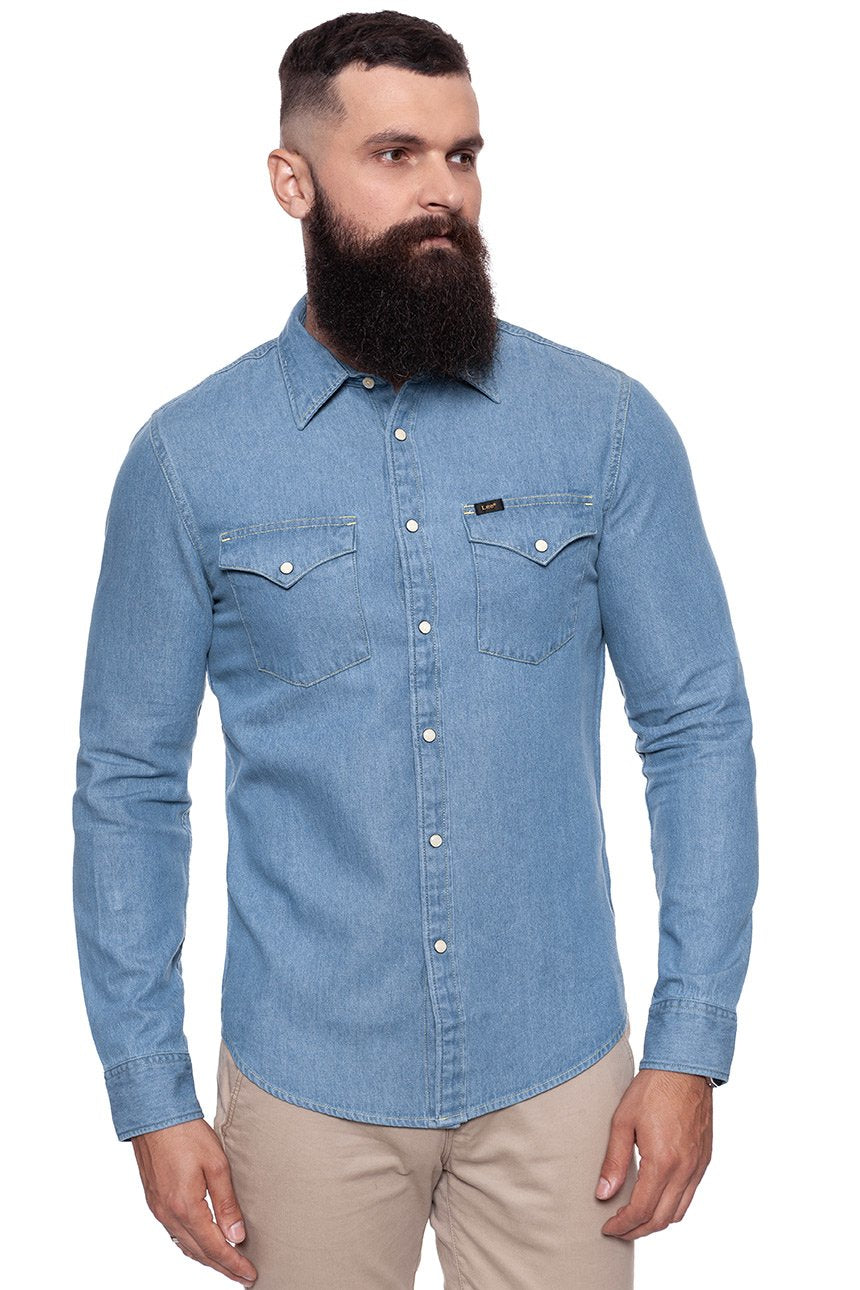 KOSZULA JEANSOWA MĘSKA LEE WESTERN SHIRT INDIGO BLUE L644MGEW