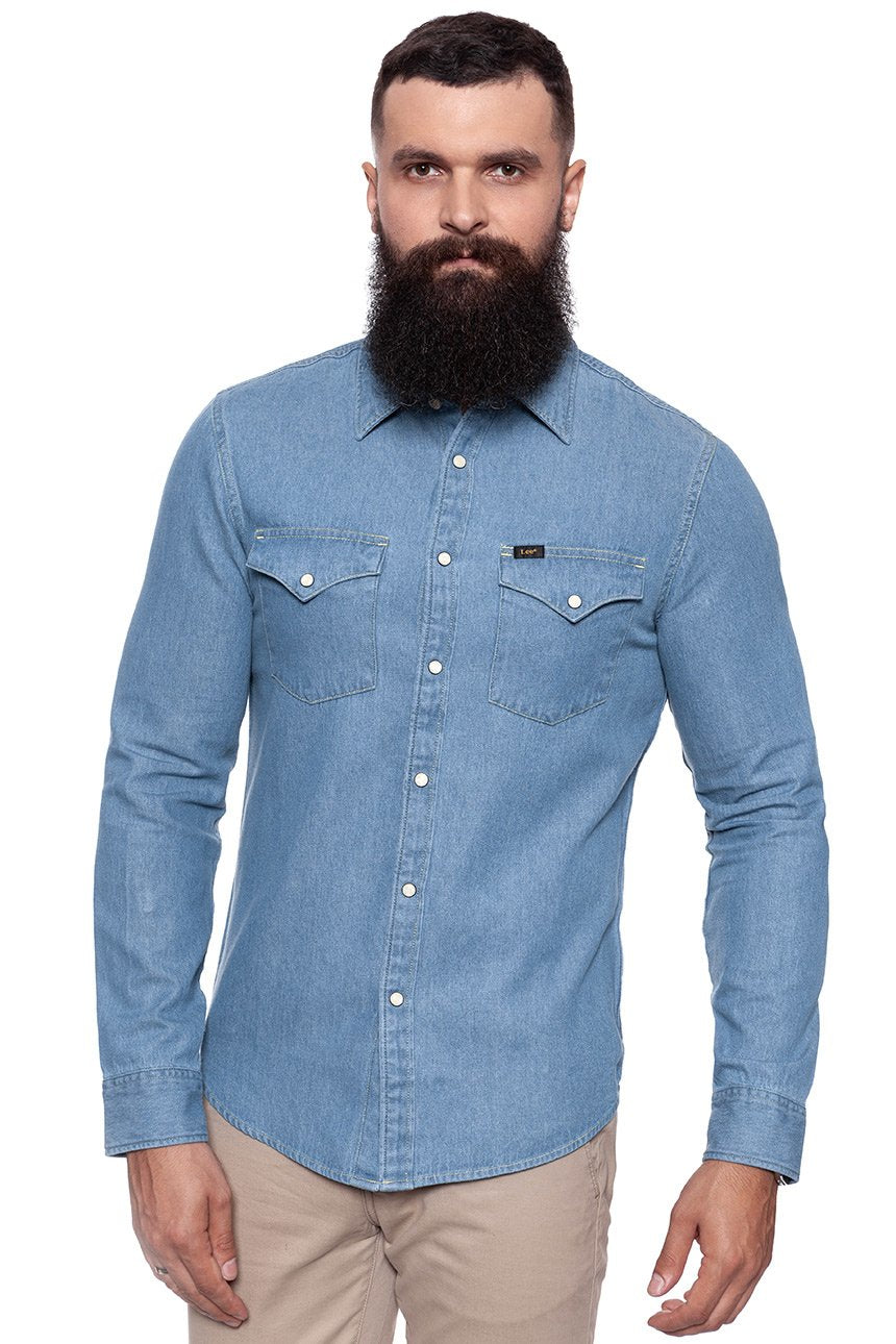 KOSZULA JEANSOWA MĘSKA LEE WESTERN SHIRT INDIGO BLUE L644MGEW