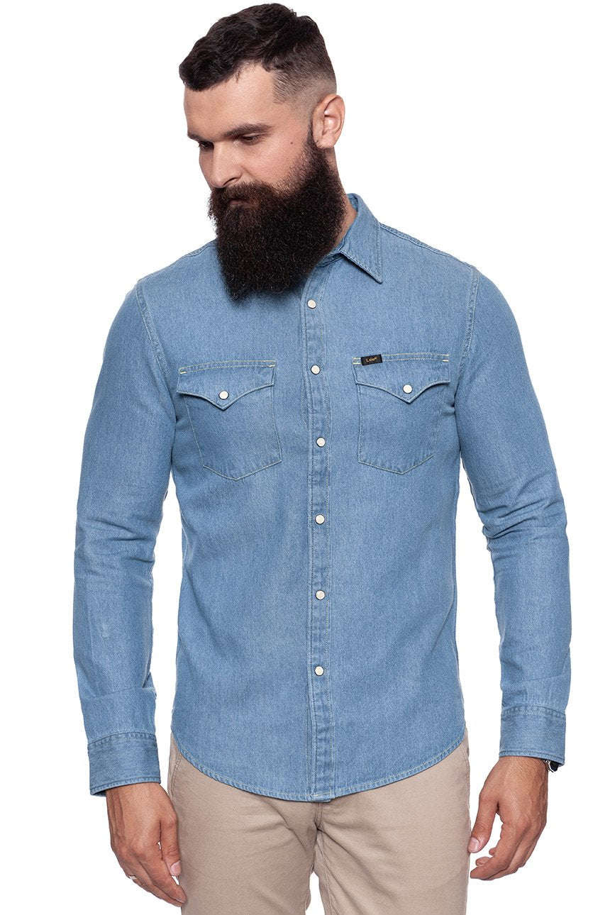 KOSZULA JEANSOWA MĘSKA LEE WESTERN SHIRT INDIGO BLUE L644MGEW