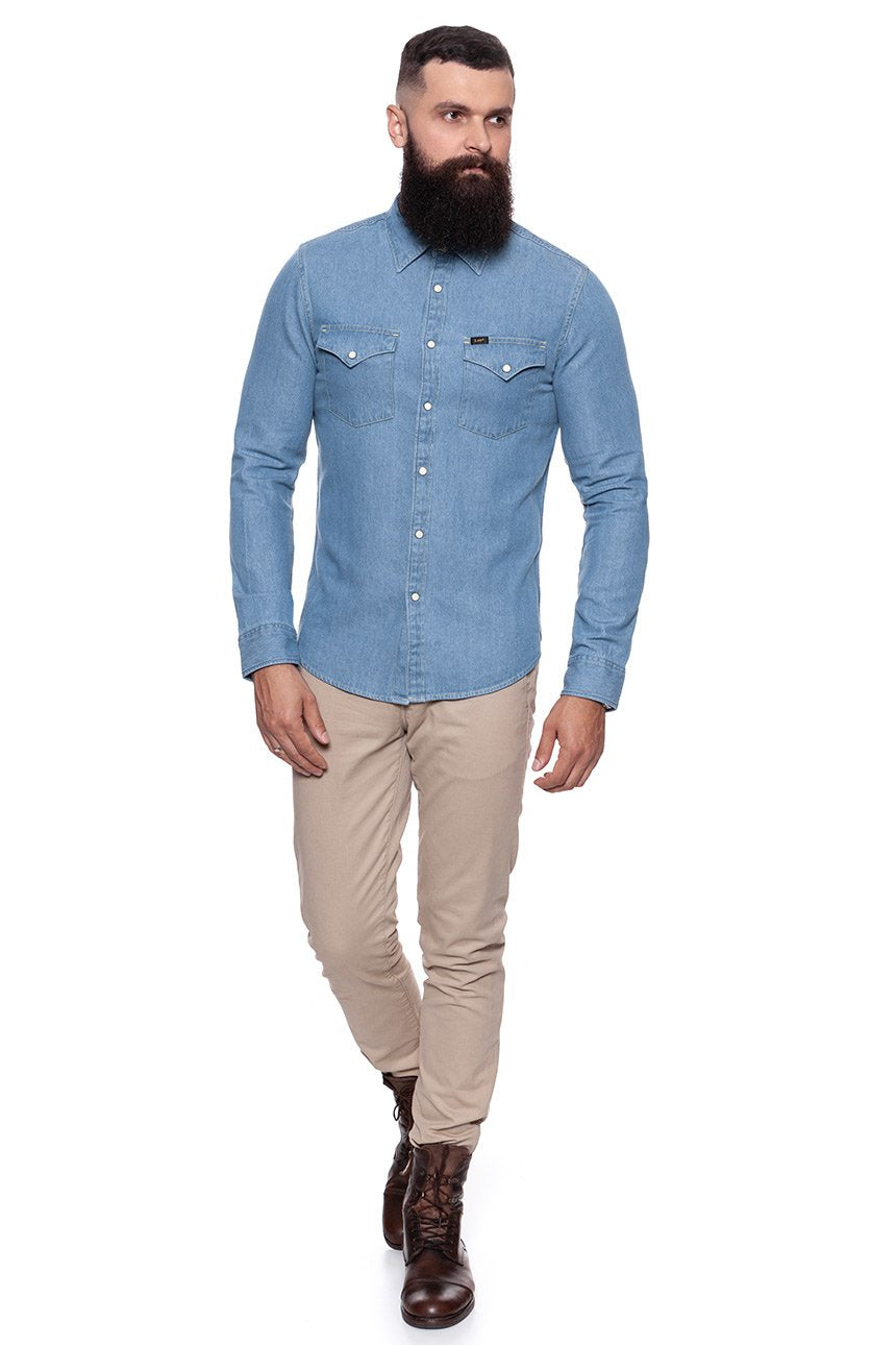 KOSZULA JEANSOWA MĘSKA LEE WESTERN SHIRT INDIGO BLUE L644MGEW