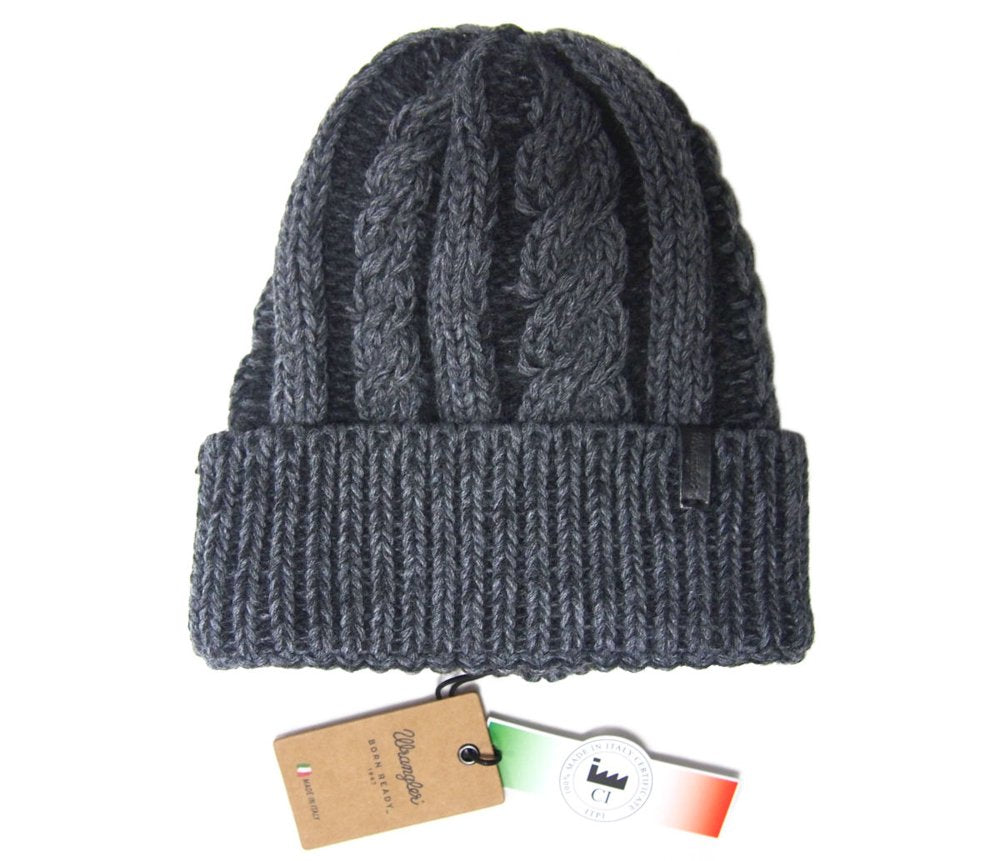 MĘSKA CZAPKA ZIMOWA WRANGLER CABLE HAT DARK GREY W0M09U206