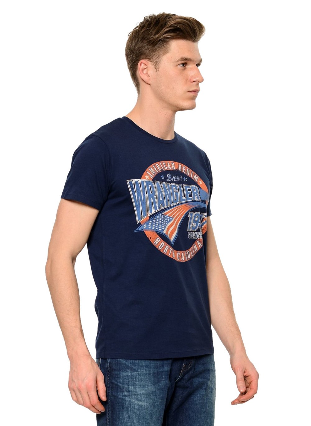 KOSZULKA WRANGLER AMERICANA TEE NAVY W7A52FK35      $