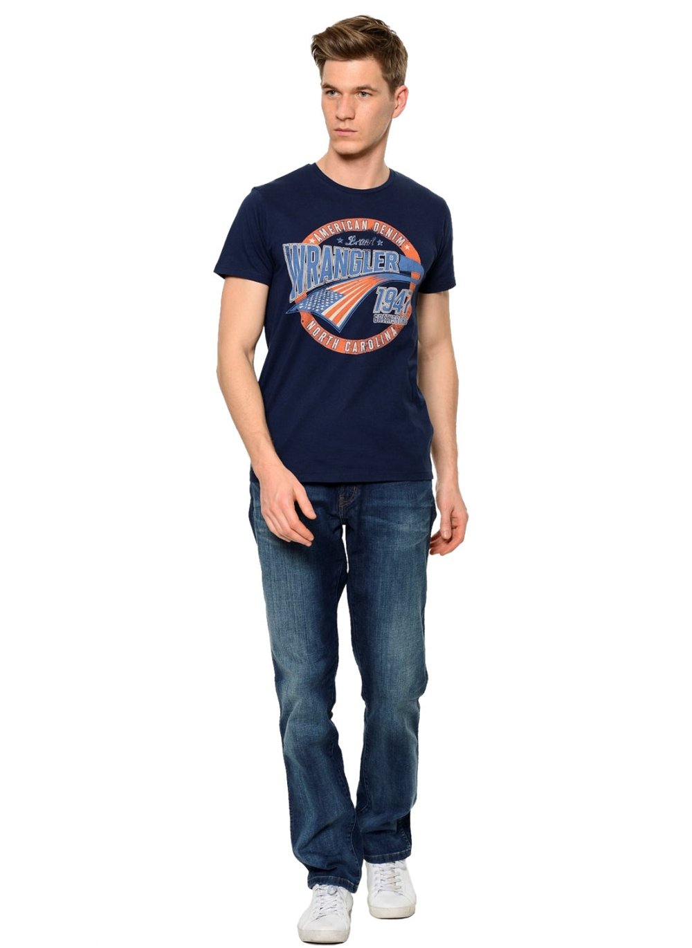 KOSZULKA WRANGLER AMERICANA TEE NAVY W7A52FK35      $