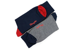 SKARPETKI WRANGLER SKARPETY MĘSKIE 2 PARY DWUPAK NAVY/RED WHITE/NAVY STRIPES