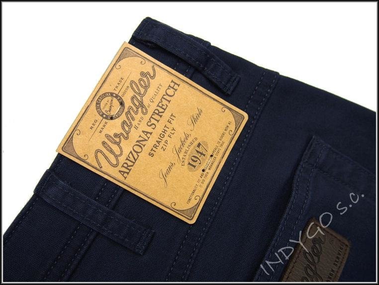 MĘSKIE SPODNIE MATERIAŁOWE WRANGLER ARIZONA STRETCH NAVY W12OT2114      $