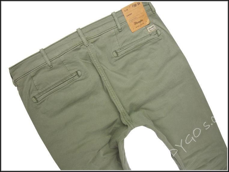 MĘSKIE SPODNIE MATERIAŁOWE WRANGLER CHINO DUSTY OLIVE W14LP765M      $