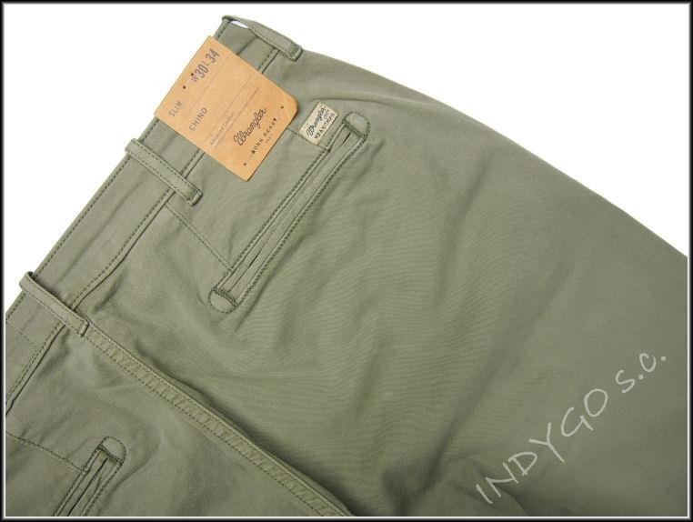 MĘSKIE SPODNIE MATERIAŁOWE WRANGLER CHINO DUSTY OLIVE W14LP765M      $