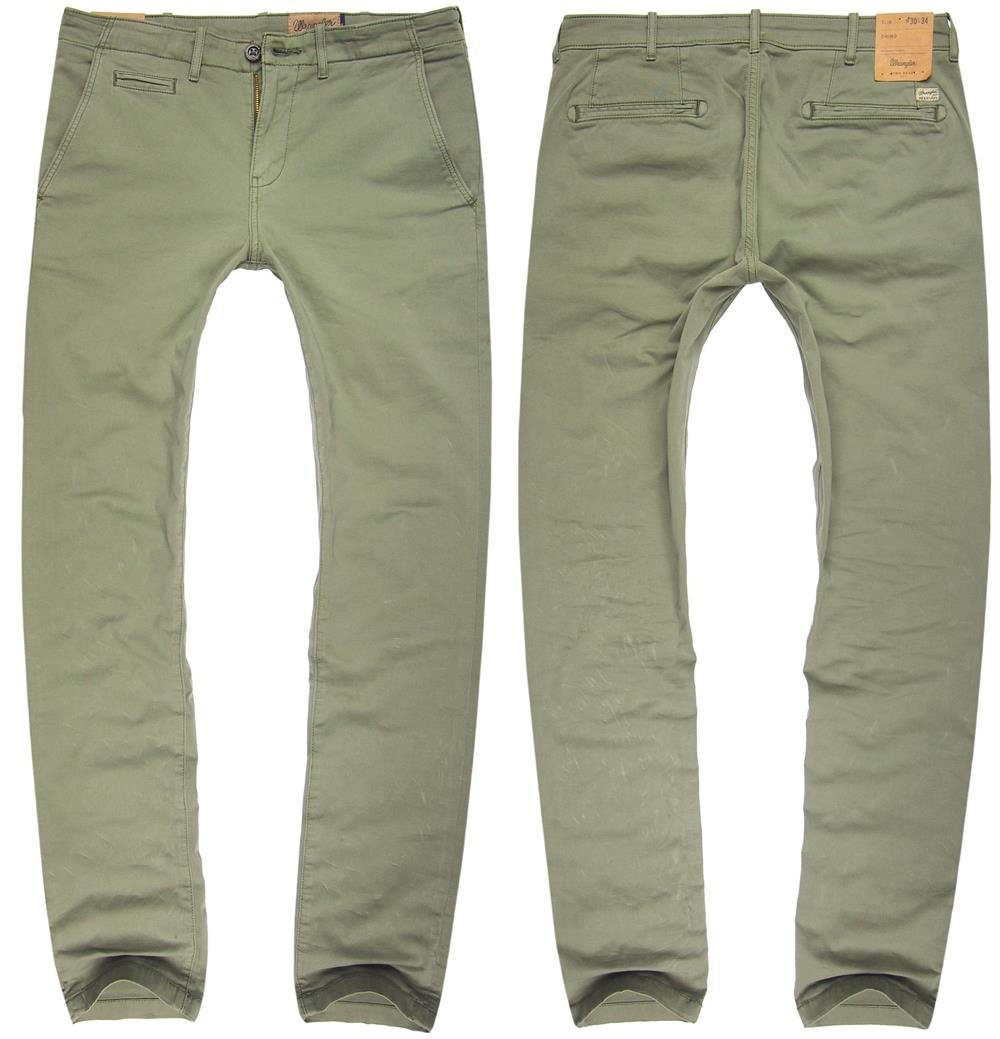 MĘSKIE SPODNIE MATERIAŁOWE WRANGLER CHINO DUSTY OLIVE W14LP765M      $