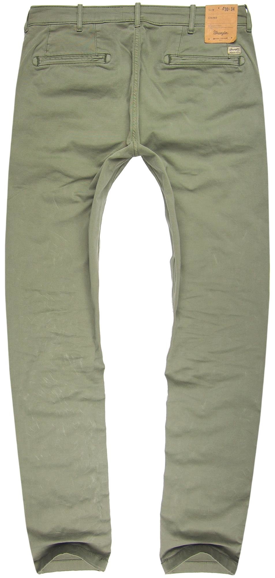 MĘSKIE SPODNIE MATERIAŁOWE WRANGLER CHINO DUSTY OLIVE W14LP765M      $