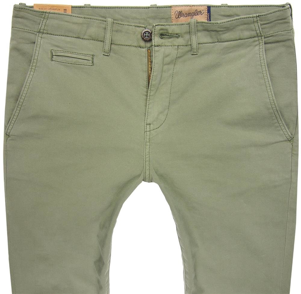 MĘSKIE SPODNIE MATERIAŁOWE WRANGLER CHINO DUSTY OLIVE W14LP765M      $