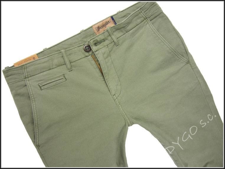 MĘSKIE SPODNIE MATERIAŁOWE WRANGLER CHINO DUSTY OLIVE W14LP765M      $