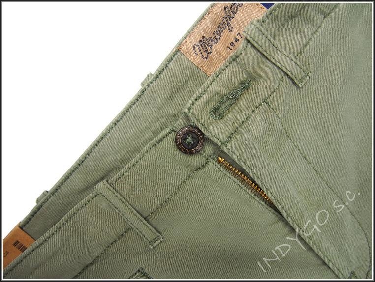 MĘSKIE SPODNIE MATERIAŁOWE WRANGLER CHINO DUSTY OLIVE W14LP765M      $