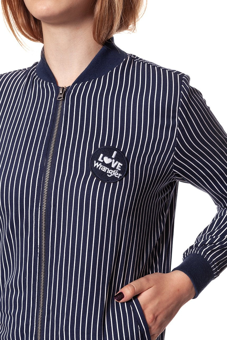 DAMSKA KURTKA PRZEJŚCIOWA WRANGLER STRIPES BOMBER NAVY W403RV235